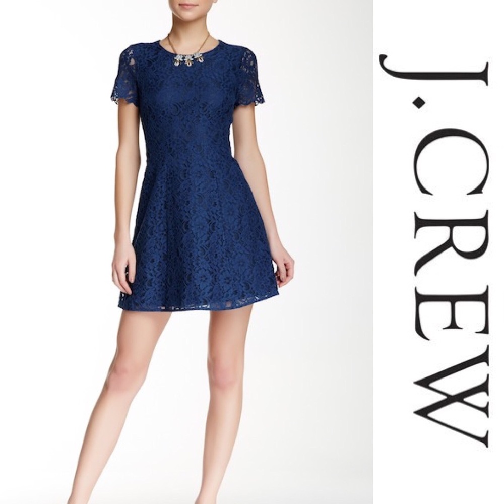 NWT J. Crew Factory Blue Floral Lace Dress